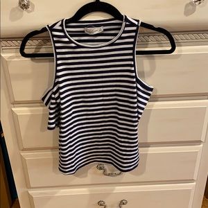 NWOT A&F striped cold shoulder shirt